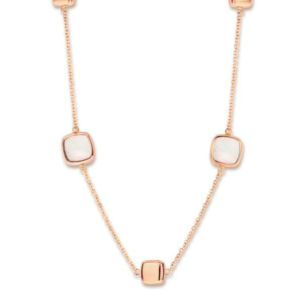 collier coussins nacre blanche et or rose 18 carats