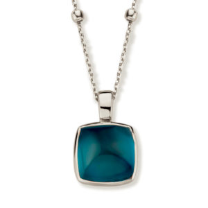 pendentif coussin cabochon topaze blue london or blanc 18 carats