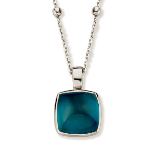 pendentif coussin cabochon topaze blue london or blanc 18 carats