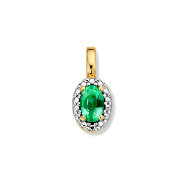 pendentif mini émeraude serti illusion or jaune 18 carats
