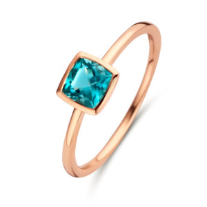 bague mini coussin topaze blue london or rose 18 carats