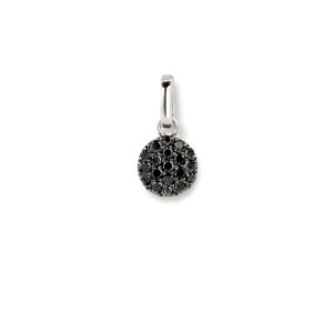 Pendentif mini diamants noirs or blanc 18 carats