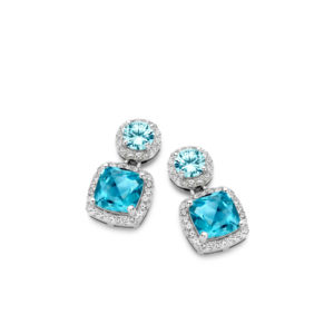 bijoux d'oreilles pierres bleues en argent 925