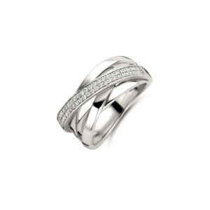 bague croisée argent 925 oxydes de zirconium sertis rail