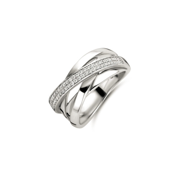 bague croisée argent 925 oxydes de zirconium sertis rail