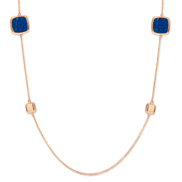 sautoir lapis lapis lazuli or rose 18 carats 90 cm