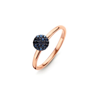bague pavage rond diamants noirs sur or rose 750/1000