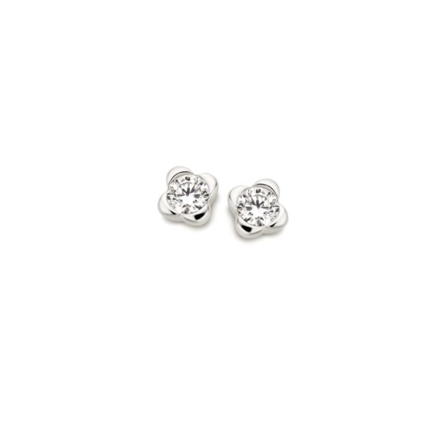 boucles d'oreilles argent 925 fleurettes serties zirconium