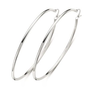 boucles d'oreilles maxi créoles 60 mm. argent 925