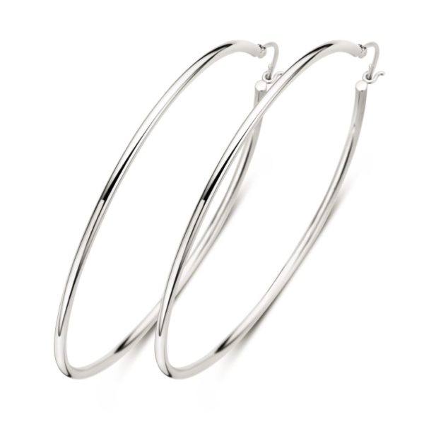 boucles d'oreilles maxi créoles 60 mm. argent 925