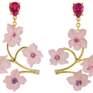 boucles coolchic quartz rose tourmalines et améthystes or jaune