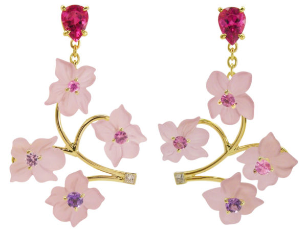 boucles coolchic quartz rose tourmalines et améthystes or jaune
