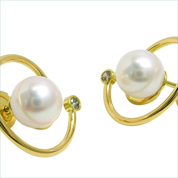 boucles d'oreilles fly perles de culture akoya or jaune – Image 2