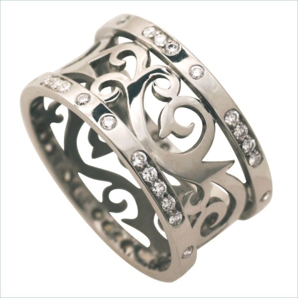 bague volutes grand trianon diamants or blanc palladié – Image 2