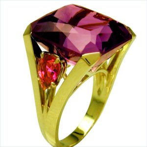 bague arcade améthyste et tourmalines roses or jaune