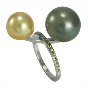 bague ikebana perles des mers du sud et diamants or blanc palladié