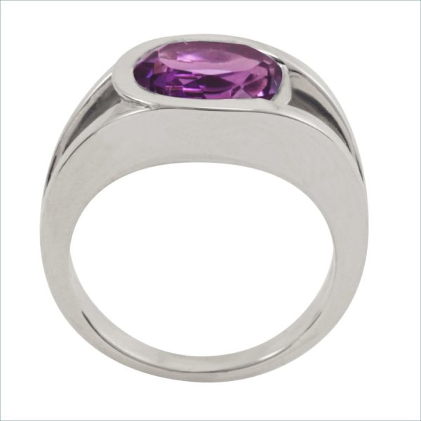 bague avalon améthyste or  blanc palladié – Image 2