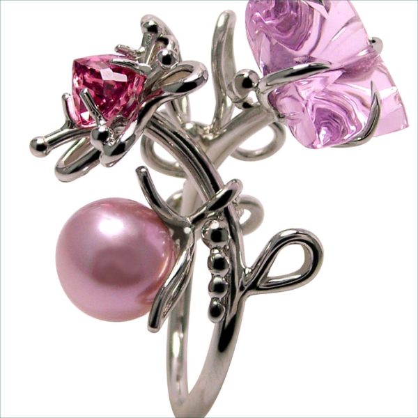bague coolchic améthyste et perle d'eau douce rose – Image 2