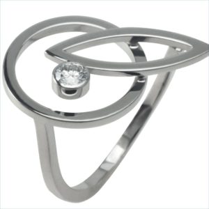 bague géo rond or blanc diamants
