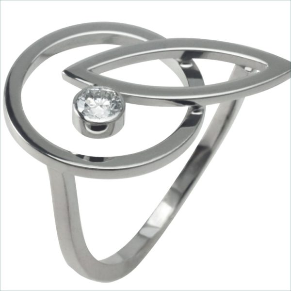 bague géo rond or blanc diamants