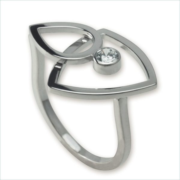 bague géo triangle or blanc diamant