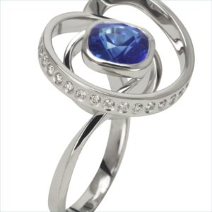 bague infinity saphir diamants sur or blanc palladié