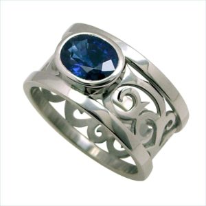 bague 1632 trianon saphir or blanc palladié