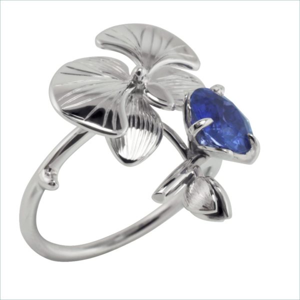 bague orchidée saphir – Image 2