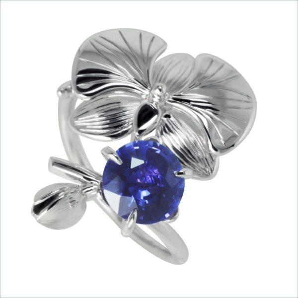 bague orchidée saphir