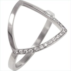bague géo triangle grand modèle diamants or blanc palladié