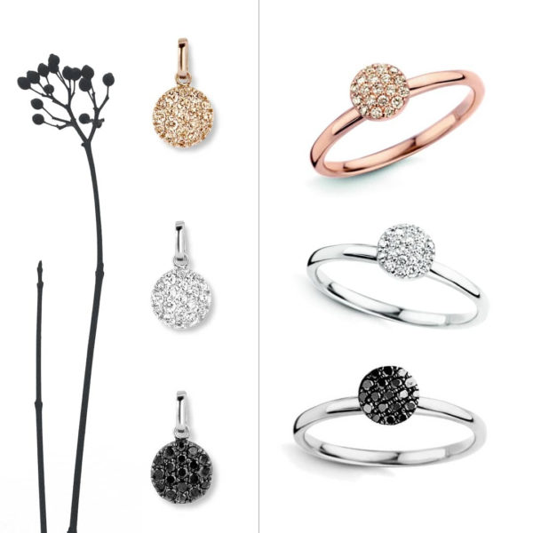 Mini créoles or blanc 18 carats et diamants noirs sertis collection Eolo – Image 6