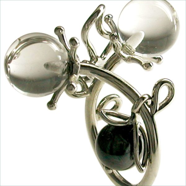 bague coolchic cristal de roche et onyx – Image 2