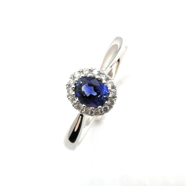 bague saphir et diamants - or blanc 18 carats – Image 2