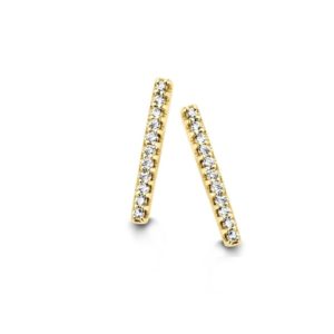 Bijoux ligne diamants boucles d'oreilles or jaune 18 carats One More joaillerie