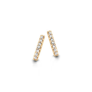 Boucles bijoux d'oreilles or jaune 18 carats barrettes serties diamants