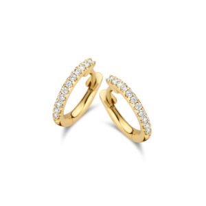 Mini créoles or jaune 18 carats et diamants sertis griffes One More joaillerie