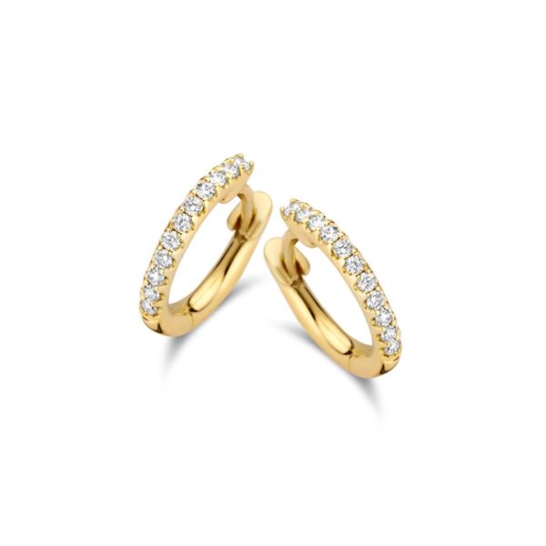 Mini créoles or jaune 18 carats et diamants sertis griffes One More joaillerie