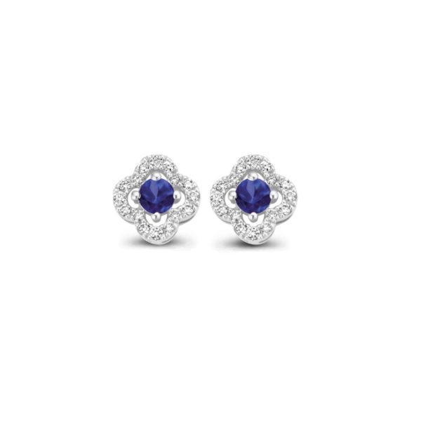 Bague trèfle saphir et diamants sur or blanc 18 carats – Image 5