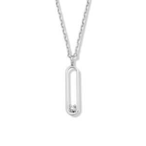 Collier or blanc 18 carats 1 maille et diamant
