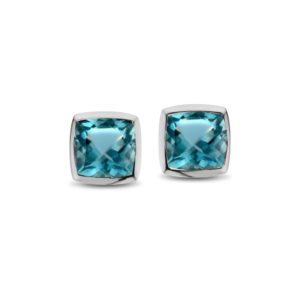 Boucles d'oreilles mini coussin Topaze Blue London