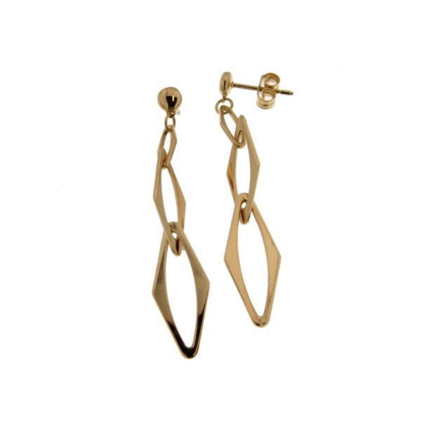Grandes boucles d'oreilles or jaune 18 carats losanges
