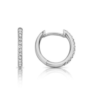 Bijoux d'oreilles créoles or blanc 18 carats et diamants Ischia by One More joaillerie