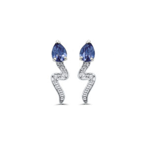 Bijoux d'oreilles saphirs et diamants sur or blanc 18 carats