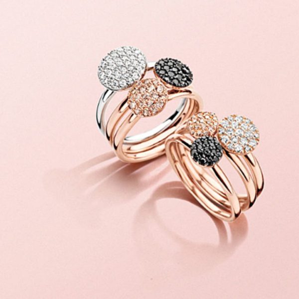 bague pavage rond diamants noirs sur or blanc 18 carats 750/1000 – Image 9