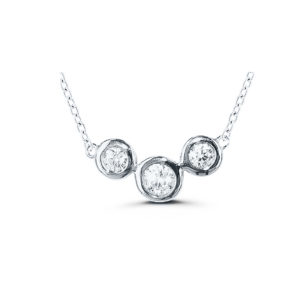 Collier Trilogie diamants sur or blanc 18 carats