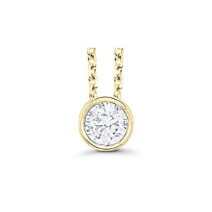 Collier diamant serti clos 0.09 carat sur or jaune 18 carats 750/000ème