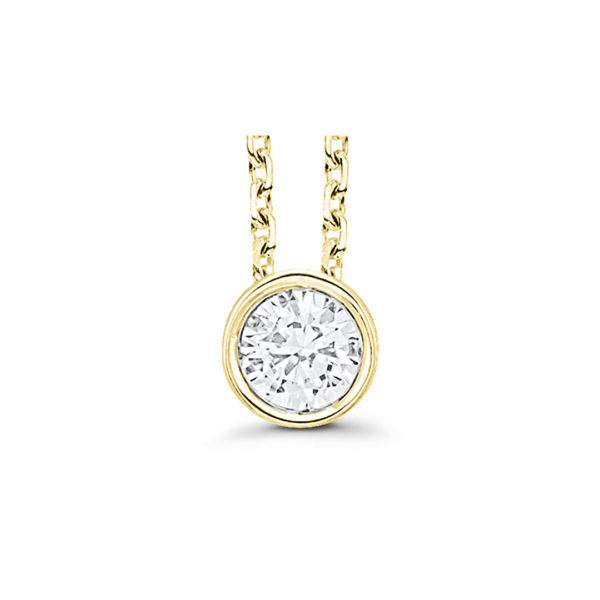 Collier diamant serti clos 0.09 carat sur or jaune 18 carats 750/000ème