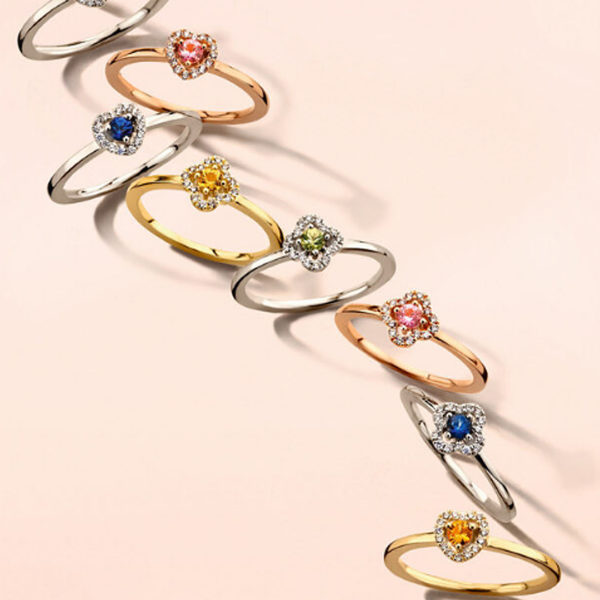 Bague trèfle saphir et diamants sur or blanc 18 carats – Image 3