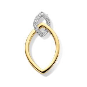 Pendentif bicolore or jaune et blanc 18 carats et diamants.