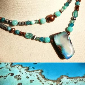 Collier Lagon opale boulder et pierres fines
